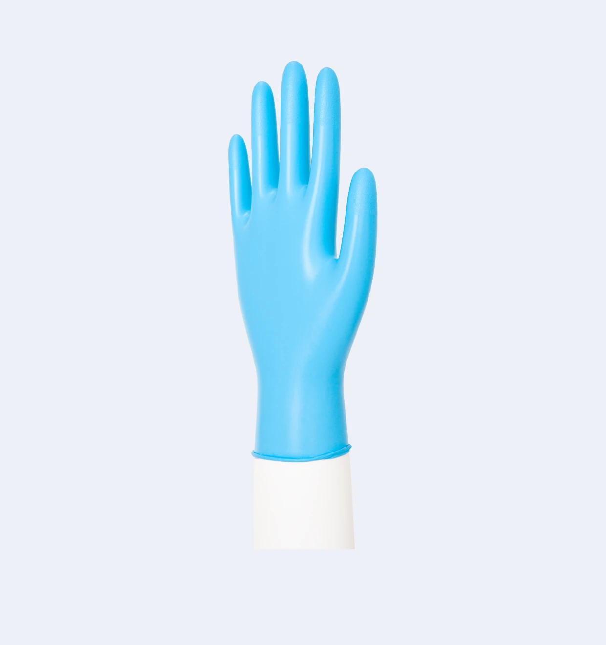 Blue Nitrile Exam Gloves Close-Up View