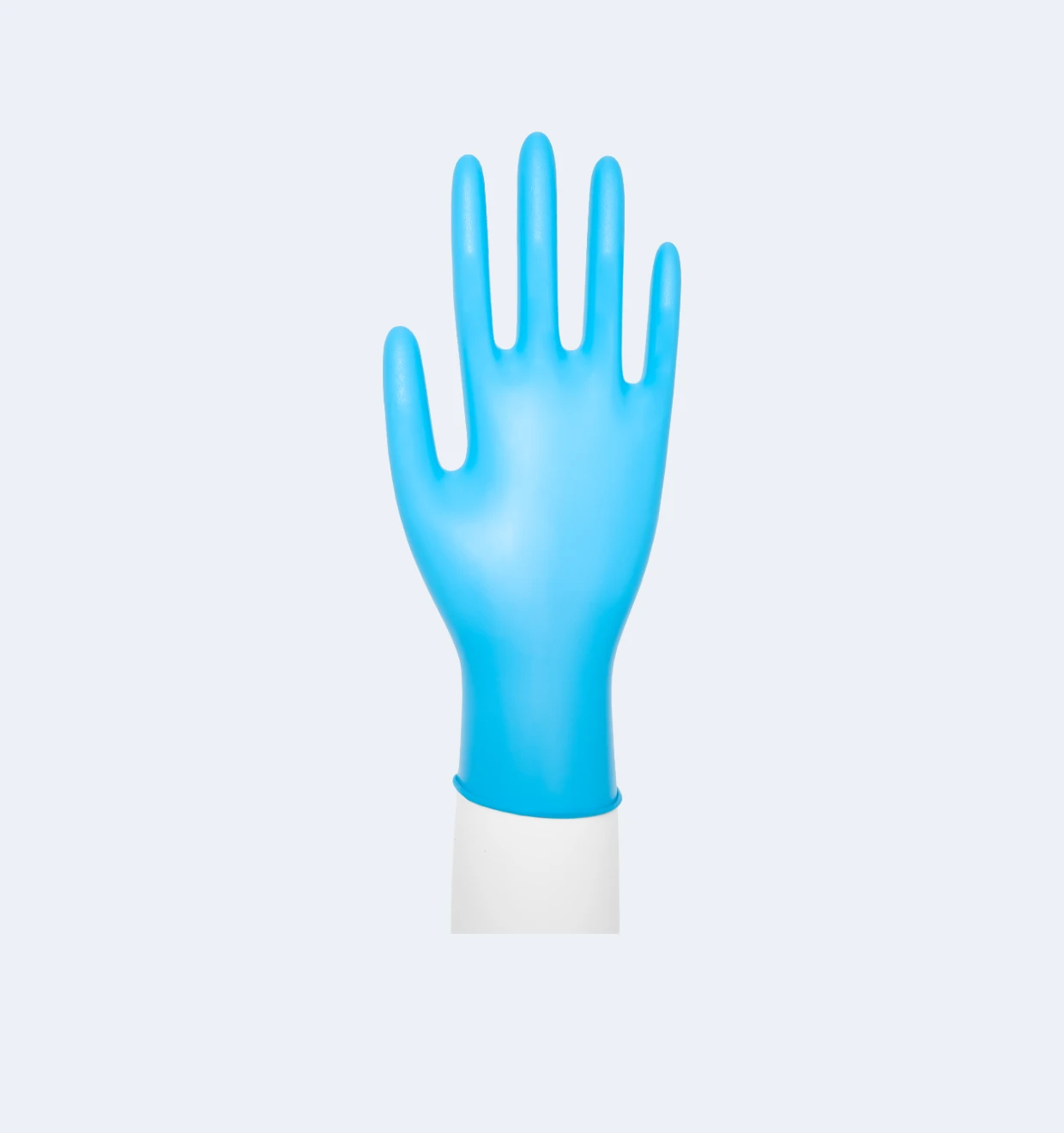Blue Nitrile Exam Gloves Side Display