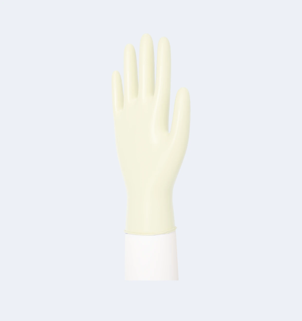 Cream Disposable Latex Gloves Close-Up View