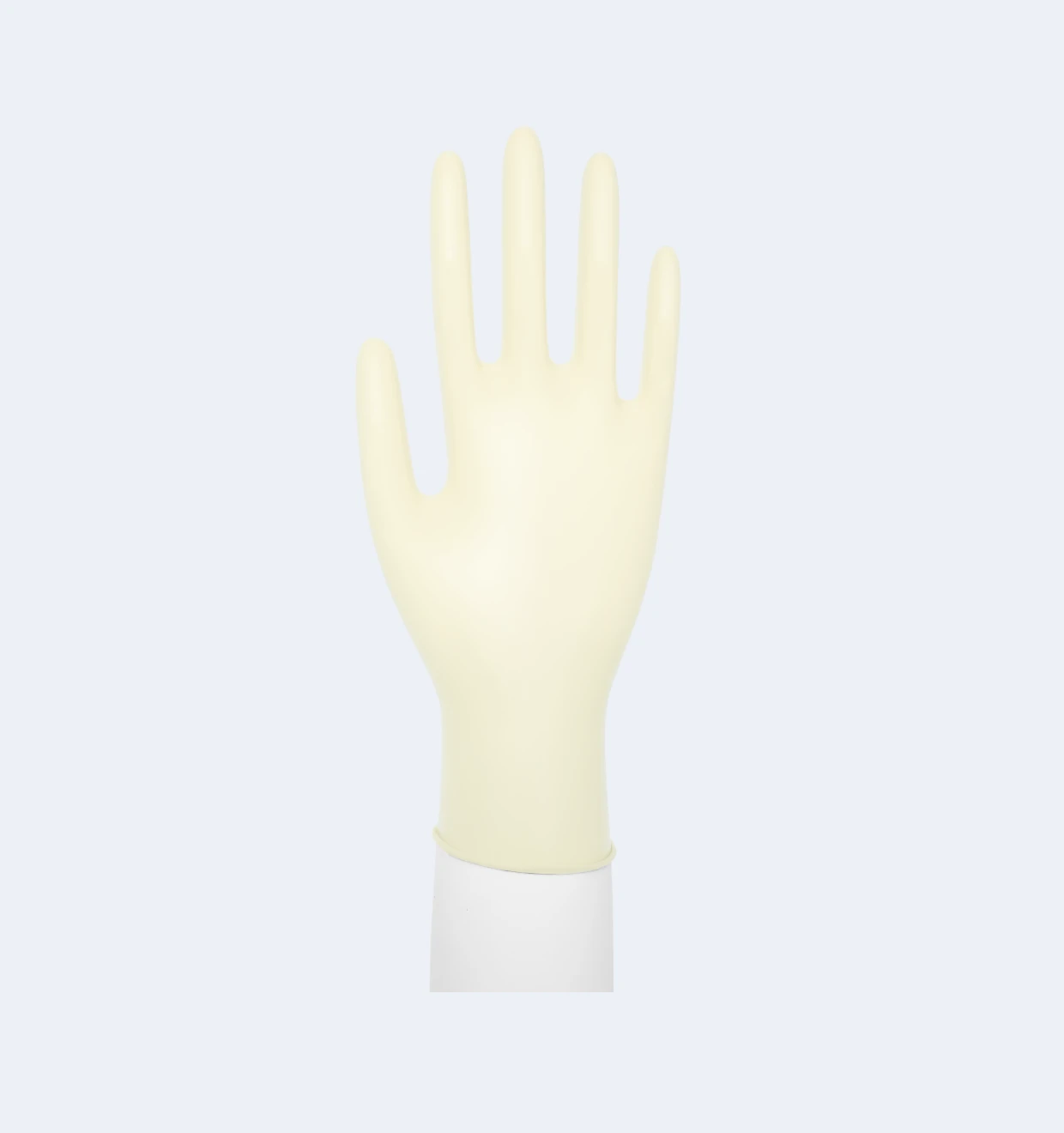 Cream Disposable Latex Gloves Side Display