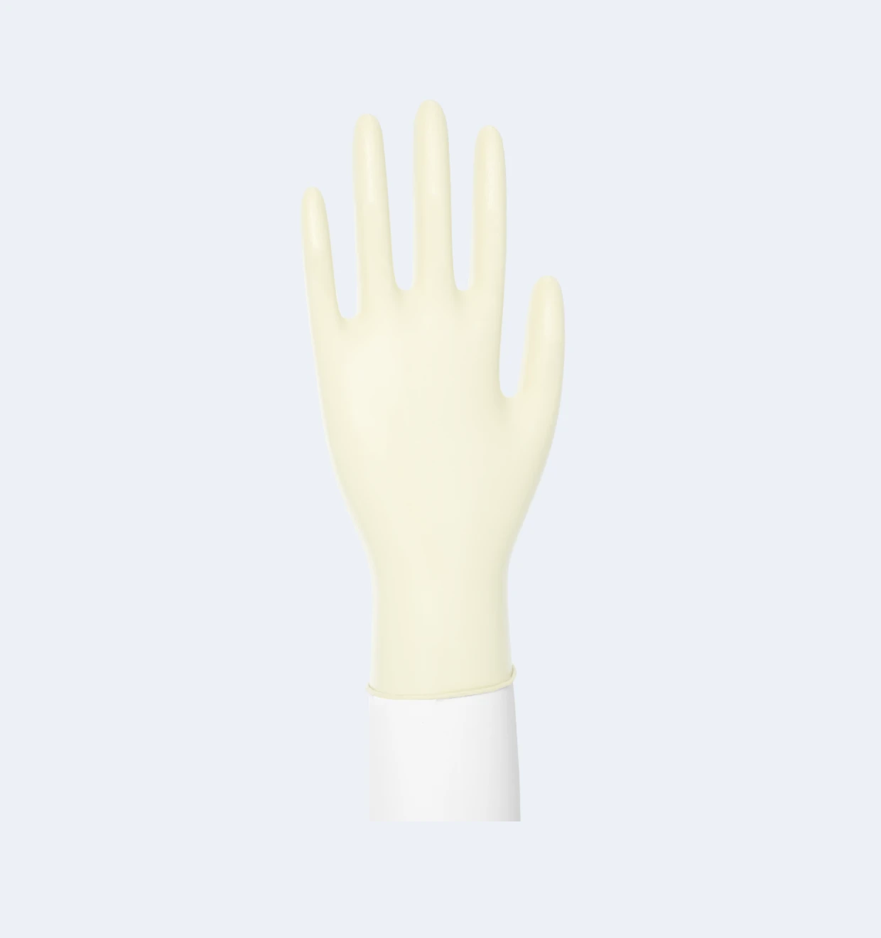 Cream Disposable Latex Gloves Product Display