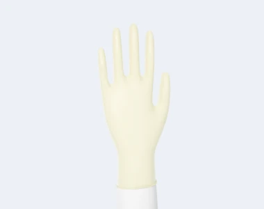 Cream Disposable Latex Gloves Product Display