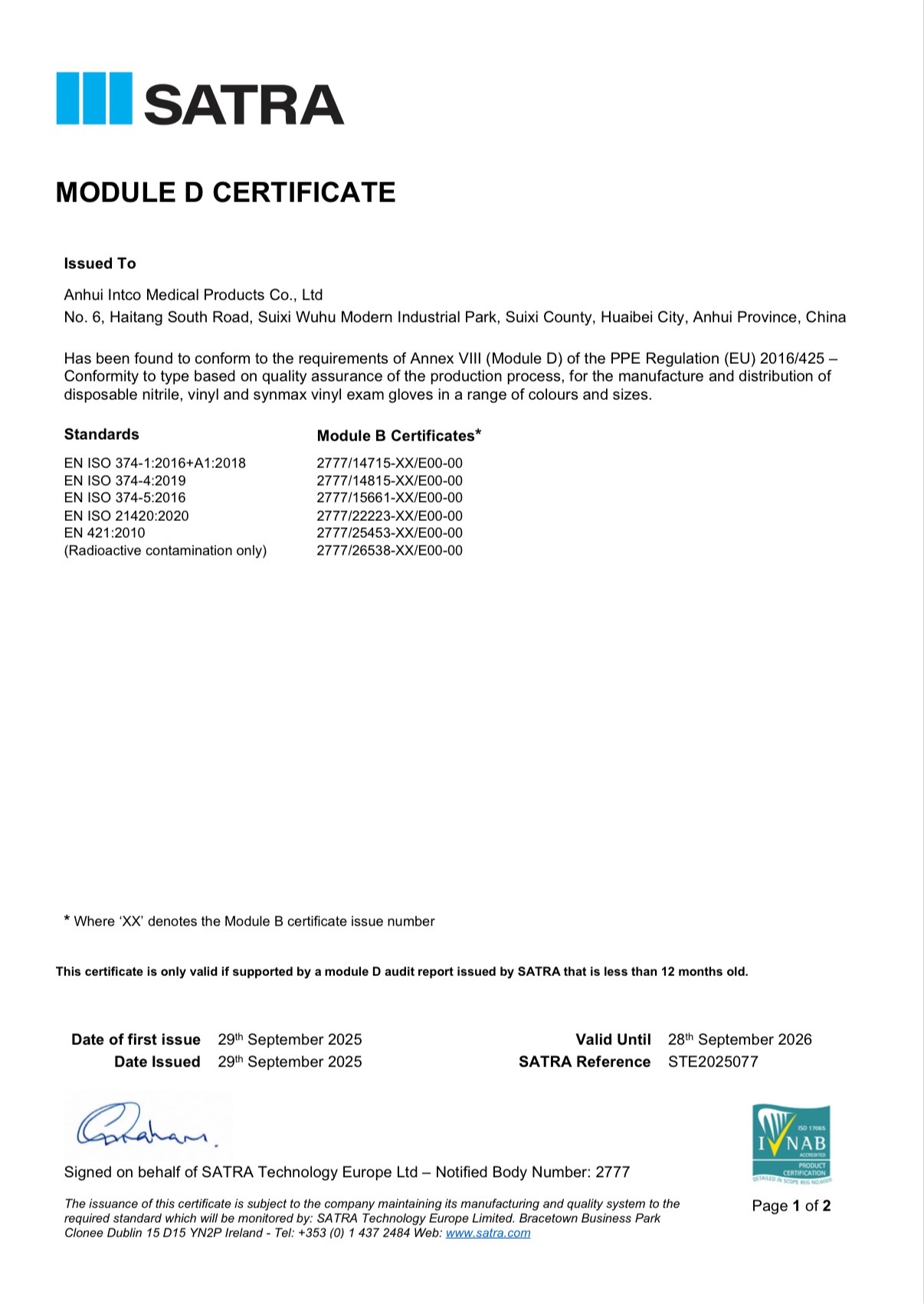 INTCO Medical PPE Module D