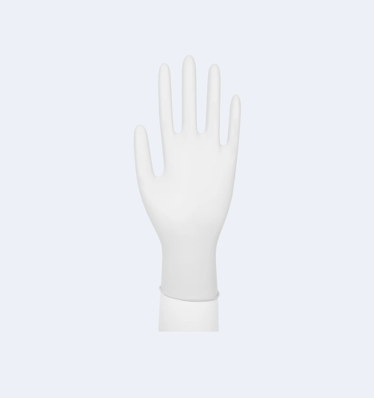 White Accelerator-Free Nitrile Exam Gloves Side Display