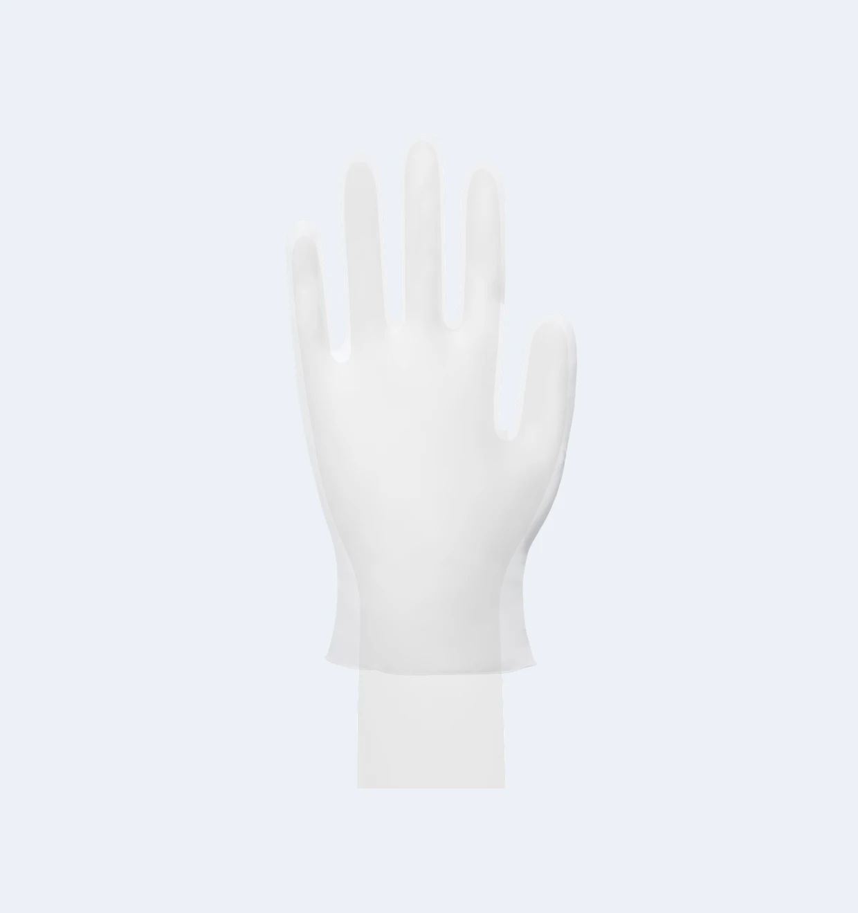 Wide Cuff Disposable Vinyl Exam Gloves Close-Up View