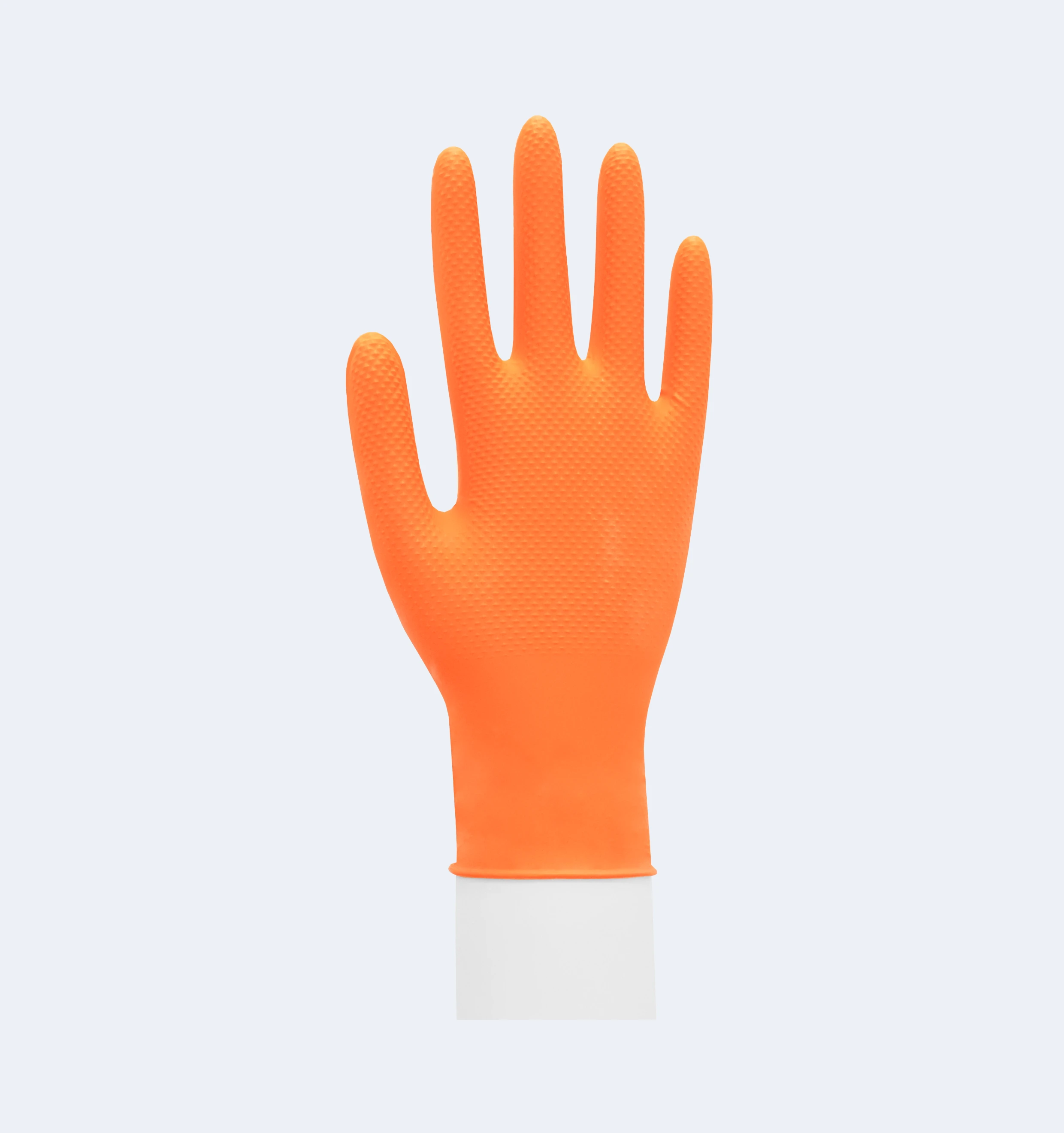 Orange Diamond Textured Nitrile Gloves Side Display