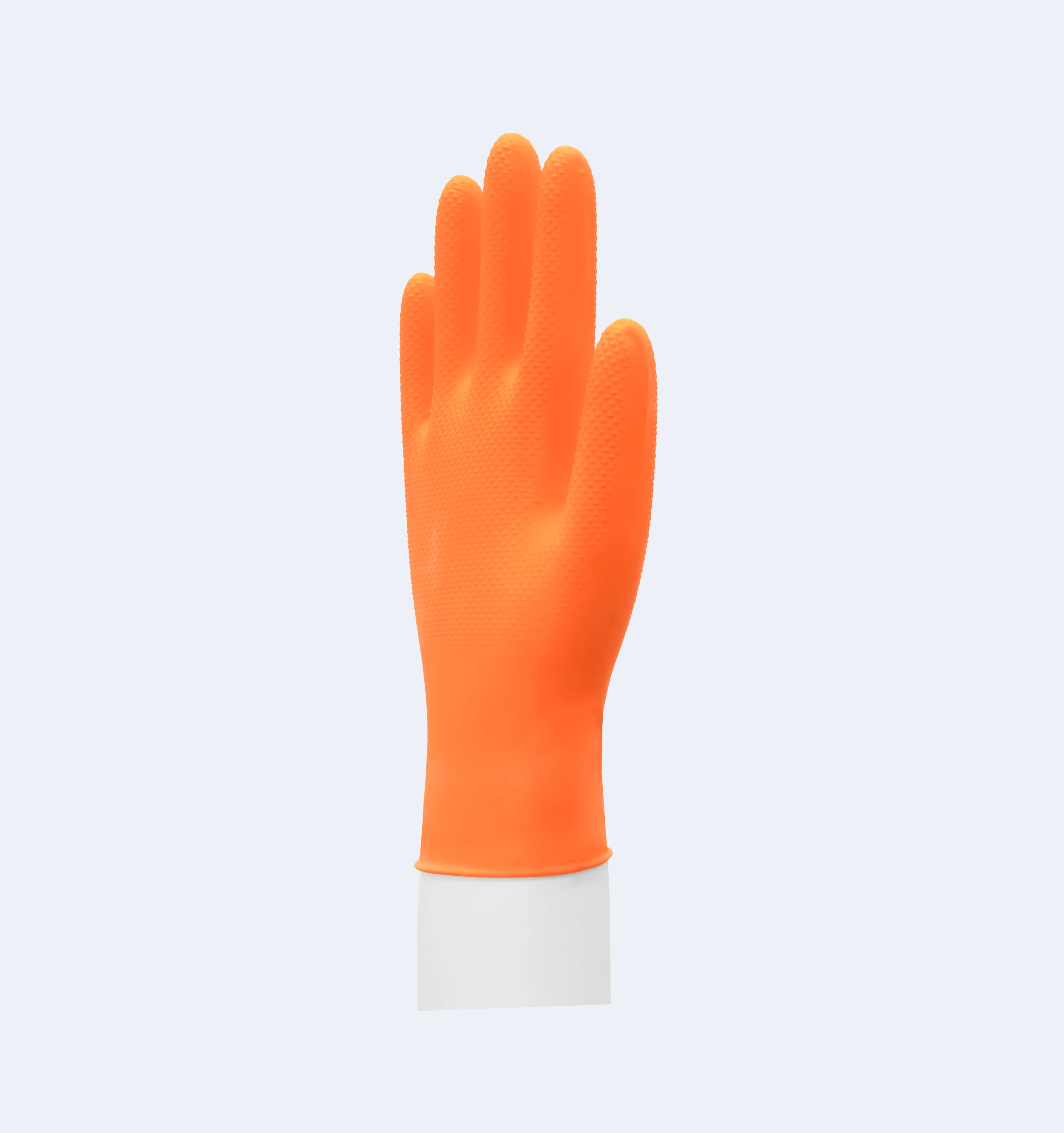 Orange Diamond Textured Nitrile Gloves Close-Up View